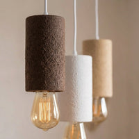 3-Light Cluster Pendant Light – Modern Textured Cylinder Ceiling Fixture, 3D Printed 3