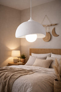 Textured Dome Pendant Light — Modern Flowerpot-Style Ceiling Lamp with Glass Globe 7