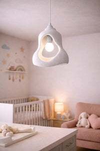 Organic Sculptural Pendant Light — Textured Plaster-Look Ceiling Lamp with Open Cutout Design 5