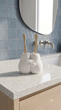 Hugging Couple Toothbrush Holder – Cute His & Hers Bathroom Decor, 3D Printed 25
