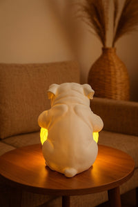 Bulldog Night Light, Sculptural Dog Table Lamp with Glowing Orb 13