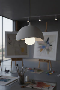 Textured Dome Pendant Light — Modern Flowerpot-Style Ceiling Lamp with Glass Globe 4