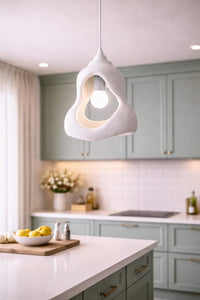 Organic Sculptural Pendant Light — Textured Plaster-Look Ceiling Lamp with Open Cutout Design 6
