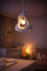 Organic Sculptural Pendant Light — Textured Plaster-Look Ceiling Lamp with Open Cutout Design 7