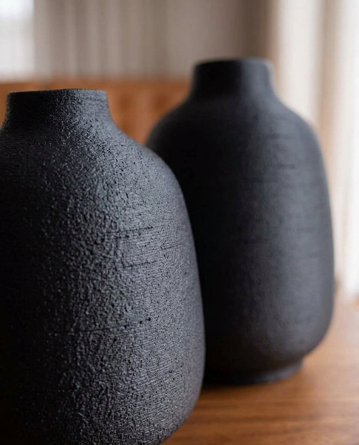 Boho Textured Vase Set of 2 – Neutral Decorative Vases