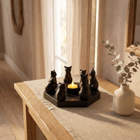 Black Cat Ring Candle Holder — Whimsical Tabletop Decor 3