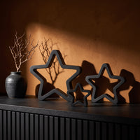 3-Piece Decorative Star Sculpture Set — Modern Geometric Shelf Decor, Matte Charcoal 2