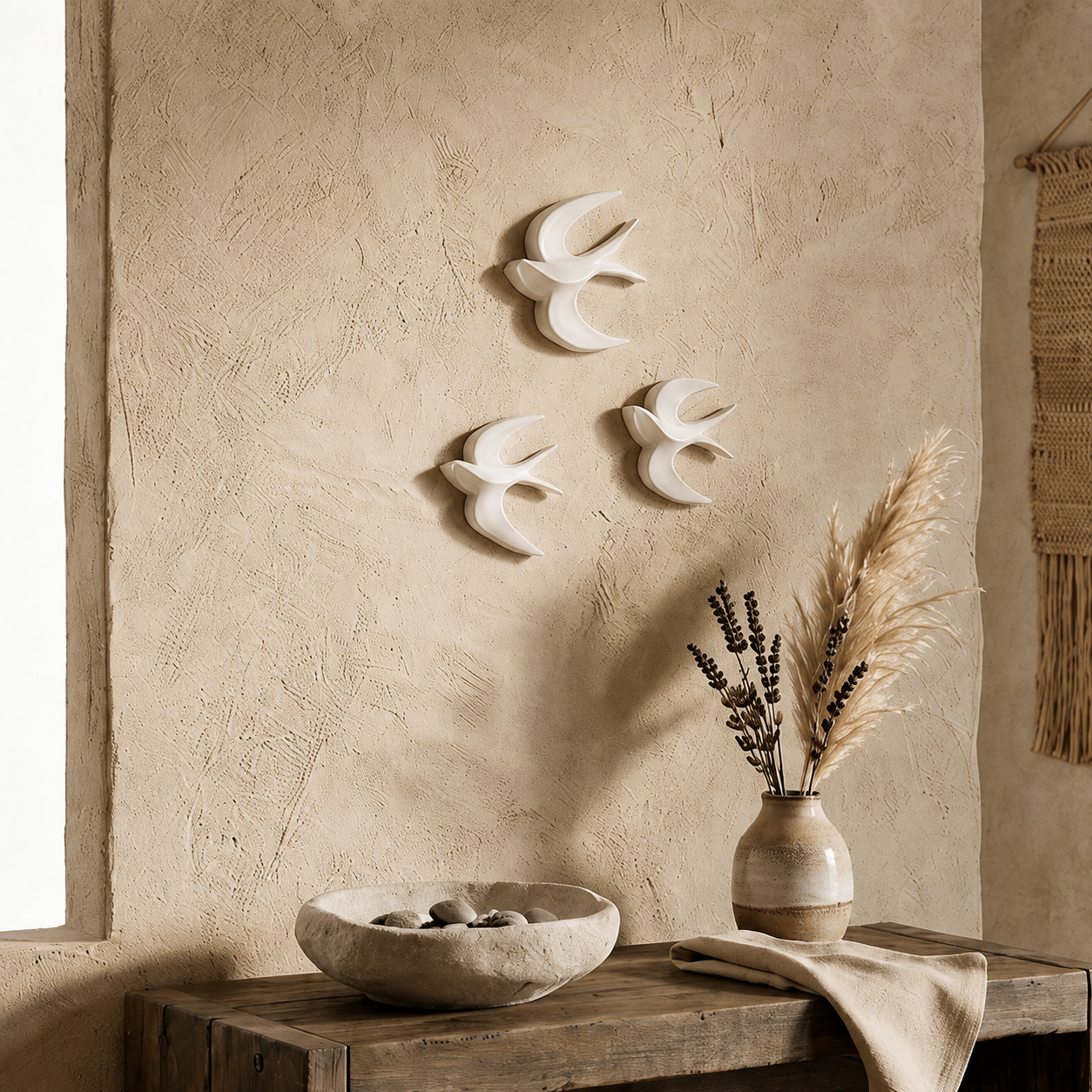 Swallow bird wall art set styled