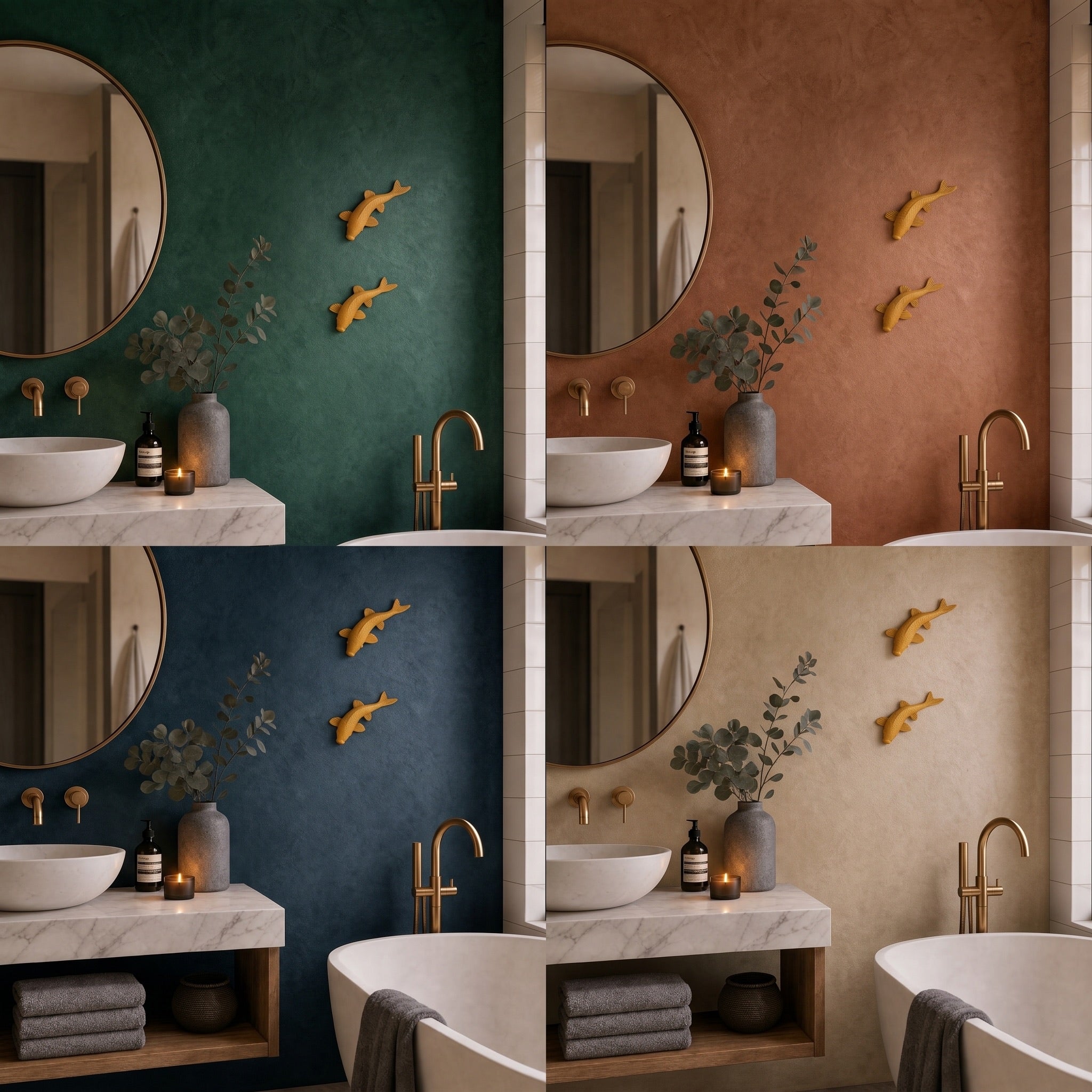 Koi Fish Wall Decor, Set of 2 – 3D Printed Wall Sculpture, Modern Zen Wall Art