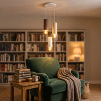 3-Light Cluster Pendant Light – Modern Textured Cylinder Ceiling Fixture, 3D Printed 4