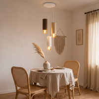 3-Light Cluster Pendant Light – Modern Textured Cylinder Ceiling Fixture, 3D Printed 6