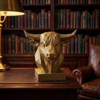 Geometric Bull Head Bust Sculpture — Modern Low-Poly Gold Resin Decor 4