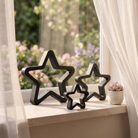 3-Piece Decorative Star Sculpture Set — Modern Geometric Shelf Decor, Matte Charcoal 4