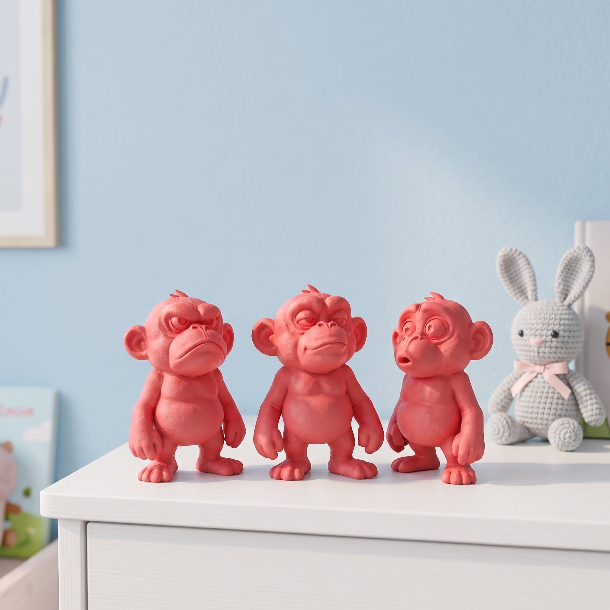 Curious monkey figurine set on dresser