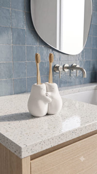 Hugging Couple Toothbrush Holder – Cute His & Hers Bathroom Decor, 3D Printed 4