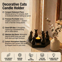 Black Cat Ring Candle Holder — Whimsical Tabletop Decor 1