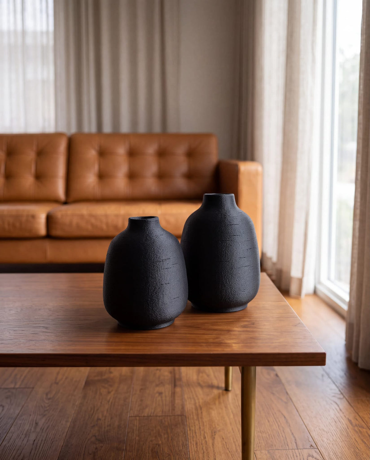 Boho Textured Vase Set of 2 – Neutral Decorative Vases