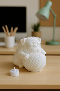 Bulldog Night Light, Sculptural Dog Table Lamp with Glowing Orb 2