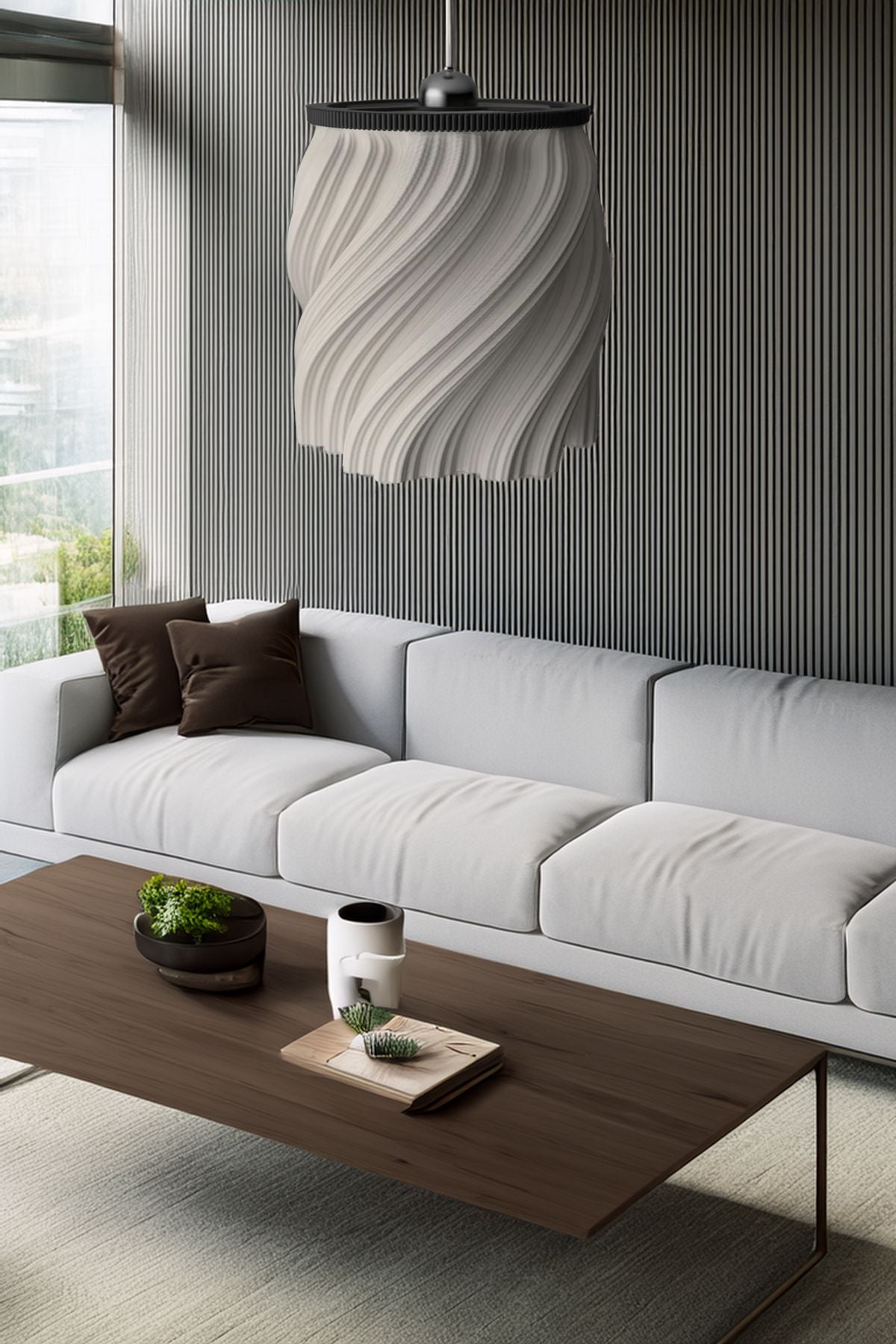 Modern Swirl Pendant Light | Twisted Textured Lamp Shade for Kitchen & Living Room